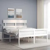 Seniorenbett Mit Kopfteil 160x200 Cm Weiß Massivholz