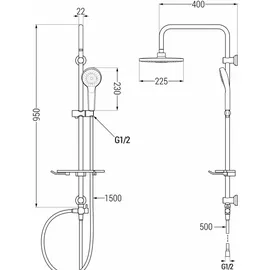 Mexen T05 Duschsäule, Chrom/Weiß - 798050593-00