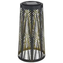 ETC Shop Solarlampe Tisch aussen Solarlicht Tisch für Außen Solar Laterne Balkon schwarz, Säule mit Lichteffekt, goldenes Innere,1x LED warmweiß, H 24,5 cm