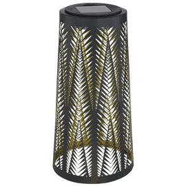 ETC Shop Solarlampe Tisch aussen Solarlicht Tisch für Außen Solar Laterne Balkon schwarz, Säule mit Lichteffekt, goldenes Innere,1x LED warmweiß, H 24,5 cm
