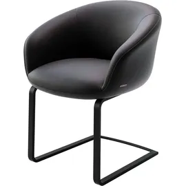 DeLife Freischwinger Vinka-Flex mit Armlehnen Echt-Leder Schwarz Freischwinger flach Schwarz Taschenfederkern,