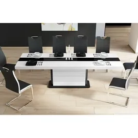 designimpex HE-555 160 x 75 x 89 cm schwarz/weiß hochglänzend
