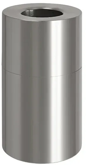 Mülleimer Rubbermaid Atrium Aluminium Abfallbehälter 133 L Mülleimer mit runder Öffnung in Matt Aluminium, feuerfest