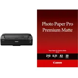 Canon imagePROGRAF PRO-300 A3+ Drucker Farbtintenstrahldrucker Fotodrucker, schwarz & Fotopapier PM-101 Premium matt - DIN A3, 20 Blatt (210 g/qm) für Tintenstrahldrucker