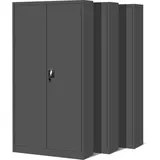 3er Set Stahlschrank Werkzeugschrank Stahlblech Pulverbeschichtet Flügeltürschrank cm x cm x cm anthrazit/anthrazit