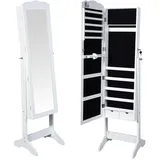 BAKAJI Spiegel Schmuckschrank Schmuckschrank Spiegel mit Tür und Schubladen Farbe Weiß, Schrank Organizer Schmuckhalter (Michela)