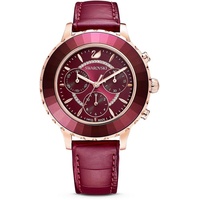 Swarovski Damen Uhr 5547642 Octea Lux Chrono Uhr, Lederarmband, rot, rosé vergoldetes PVD-Finish