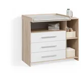 livinity® Wickelkommode Torino, Weiß/Sonoma, mit Schubladen