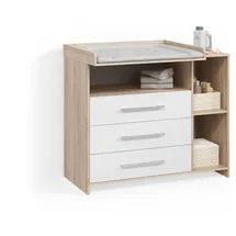 livinity® Wickelkommode Torino, Weiß/Sonoma, mit Schubladen