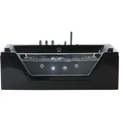 Whirlpool Badewanne schwarz LED Unterwasserbeleuchtung 153 x 70 cm SAMANA