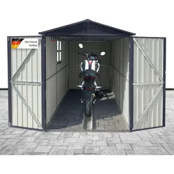 Albatros Premium Motorradgarage – verzinktes Metall in Anthrazit (RAL 7016)   169x296x191cm   Motorrad Unterstellplatz   wetterfest