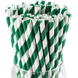 Paktalk Strohhalme, Biologisch Abbaubare Strohhalme, Dunkelgrüner Papier-Trinkhalme für Getränke Cocktails Veranstaltungen und Partys(0,6 x 19,7 cm)