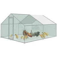 Froadp 3x4x2m Hühnerkäfig Außengehege Freilaufgehege Hühner Verzinkter Stahlrahmen mit PE Sonnenschutzdach und Schloss 12m2Hühnerstall Hasenstall Geflügelhaltung Käfig Kleintiergehege Voliere
