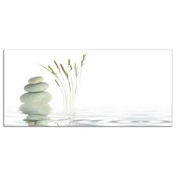 Küchenrückwand ARTLAND "Zen Friede", weiß, B:110cm H:50cm, Aluminium, Spritzschutzwände, Alu Spritzschutz mit Klebeband, einfache Montage