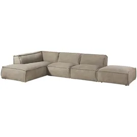 MASSIVMOEBEL24.DE Ecksofa, inkl. Hocker 285x220x79 Polyester taupe RAVENNA