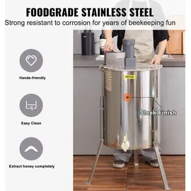 Vevor Honigschleuder Elektrisch 140 W Tangentialschleuder Edelstahl 4/8 Rähmchen