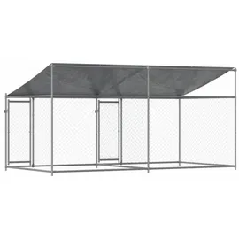 vidaXL Hundezwinger mit Dach und Türen 4x2x2 m Grau