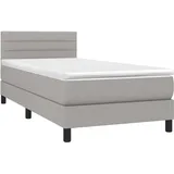 vidaXL Boxspringbett mit Matratze Bett Einzelbett Polsterbett Bettgestell Lattenrost Bettrahmen Schlafzimmerbett Hotelbett Hellgrau 100x200cm Stoff