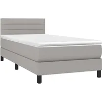 vidaXL Boxspringbett mit Matratze Bett Einzelbett Polsterbett Bettgestell Lattenrost Bettrahmen Schlafzimmerbett Hotelbett Hellgrau 100x200cm Stoff