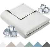 Blumtal Kühldecke 120x100 cm - Sommerdecke Bambus Viskose - Oeko-TEX zert. & kühlende Decke als Sofadecke Sommer/Reisedecke – Kühldecke Bett, - Hellgrau