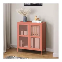 skølm Zephyr Metall Kommode – Sideboard mit 2 Fächern & flexiblen Einlegeboden – Mehrzweckschrank mit Push-to-Open-Türen – Metallschrank Terrakotta – Industrial Highboard – Flurschrank mit Füßen