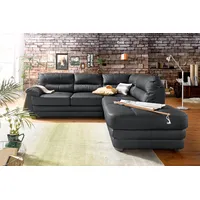 Ecksofa COTTA "Royale L-Form" Sofas Gr. B/H/T: 250cm x 88cm x 234cm, Luxus-Kunstleder, Ottomane rechts, ohne Bettfunktion, schwarz wahlweise mit Bettfunktion