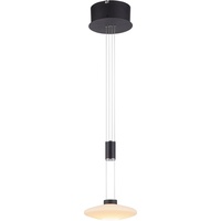 Pendelleuchte Zugpendel höhenverstellbar schwarz Esstischlampe Hängeleuchte 1 flammig LED dimmbar, Metall Glas, 1x LED 1x 9,5 Watt warmweiß, DxH 23x200 cm