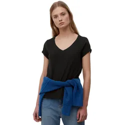 T-Shirt, mit abgerundetem V-Neck, Gr. XL, schwarz, , 30268528-XL