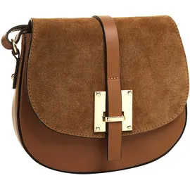 Cluty Umhängetasche CLUTY, Damen, Gr. B/H/T: 22cm x 20cm x 6cm onesize, braun (cognac), Leder, beschichtet, Taschen Umhängetasche, echt Leder, Made in Italy