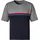 LE JOGGER LE JOGGER, Pyjama in grau-meliert-navy, | Gr. 48/50 (M), bunt (grau, meliert, navy), Jersey, Obermaterial: 100% Baumwolle, unifarben, Basic, bequem kurz, Rundhals, Kurzarm abgesteppte Kante, Homewear-Sets, Schlafanzug mit Colorblock