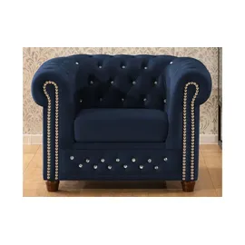 S-Style Chesterfield Sessel Cleo Blink Samt 104 x 72 x 0 cm Blau