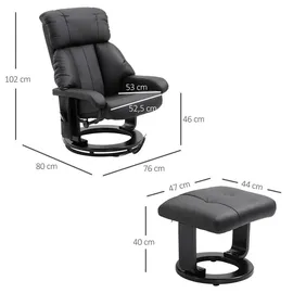 Homcom Relaxsessel Kunstleder 76 x 102 x 80 cm Schwarz mit Hocker