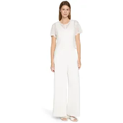 Vera Mont Damen Overall mit Bundfalten und Rundhalsausschnitt – Lang, uni Rohweiß