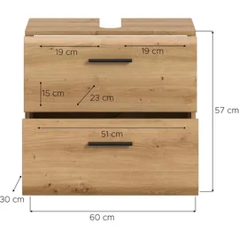 xonox.home Waschbeckenunterschrank Ice Eiche Artisan