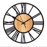 wall-art Wanduhr industrielle XL mit leisem Quartz Uhrwerk 40 cm Schwarz
