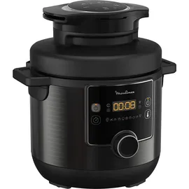 Moulinex Turbo Cuisine & Fry CE7788-2 in 1: Elektrischer Schnellkochtopf und Luftfritteuse 1450 W Leistung, antihaftbeschichtet, 15 automatische Programme, Timer, Zubehör, schwarz