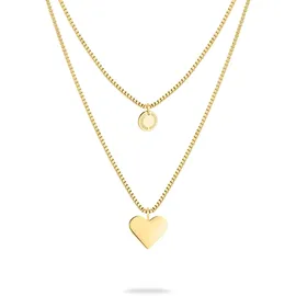 Liebeskind Berlin Layered Love Herz Kette mit Anhänger Gold Edelstahl