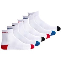 Champion Unisex Socken, 6 Paar - Crew Socken, Logo, Streifen Weiß EU 35-38