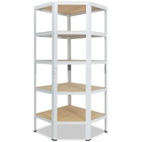 shelfplaza Eckregal HOME, 180x70x40cm weiß, Metall Eckregal stehend mit 5 Böden, Corner Shelf 265kg Tragkraft Schwerlastregal Ecke, Steckregal verzinkt Eckregal Keller Garagen Regal weiß