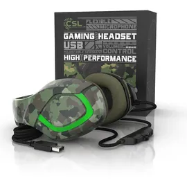 CSL USB Gaming Headset "GHS-103" mit Mikrofon Kopfhörer für PC (Win XP/7/8/8.1/10), PS4/4 Pro