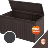 CASARIA® Gartenbox Auflagenbox abschließbar Braun 290L UV-beständig Haltegriffe Rollen Verschlussvorrichtung Balkon Garten Kissenbox Aufbewahrun... - Braun