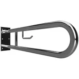 Brillantbad BELP Stützklappgriff in U-Form mit Toilettenpapierhalter Edelstahl poliert 100x250x629 mm, 120 kg Traglast für Bad & WC >> zum Bohren