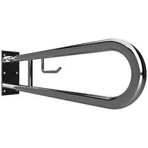 Brillantbad BELP Stützklappgriff in U-Form mit Toilettenpapierhalter Edelstahl poliert 100x250x629 mm, 120 kg Traglast für Bad & WC >> zum Bohren