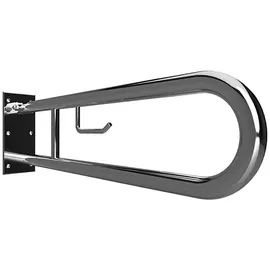 Brillantbad BELP Stützklappgriff in U-Form mit Toilettenpapierhalter Edelstahl poliert 100x250x629 mm, 120 kg Traglast für Bad & WC >> zum Bohren