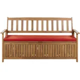 Gartenbank Akazienholz 3-Sitzer mit Stauraum Auflage terracotta rot 160cm Sovana