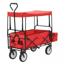 vidaXL Klappbarer Handwagen mit Sonnendach rot