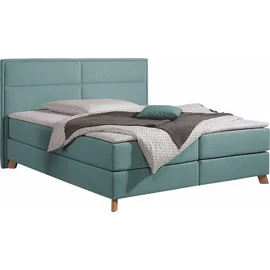 Home Affaire Boxspringbett HOME AFFAIRE "Caria", blau (petrol), B:171cm L:209cm, Strukturstoff-Bezug (100% Polyester);Topperbezug 100% Polyester, Komplettbetten, Boxspringbett, in 5 Breiten, 3 Matratzen-Ausführungen, 2 Härtegraden, Topper