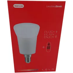 Leuchten Direkt LED Leuchtmittel Lola E14  4,3W 350lm RGB Farbwechsel mit Fernbe...