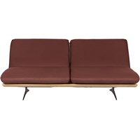 Dieter Knoll Schlafsofa Palermo, Dunkelrot, Holz, Leder, Echtleder, Eiche, massiv, Uni, 2-Sitzer, 204x92x90 cm, Stoffauswahl, Schlafen auf Sitzhöhe, Rücken echt, Wohnzimmer, Sofas & Couches, Wohnlandschaften, Ledersofas