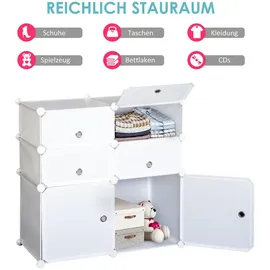 Homcom Schuhschrank, Regal mit Aufbewahrungsboxen, Kleiderschrank, Weiß,